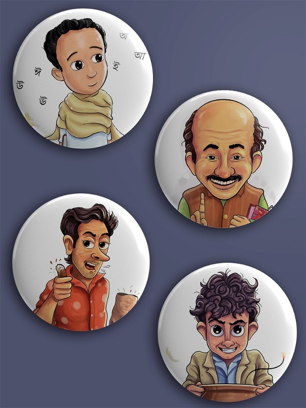 Vidysagar, Jatayu, Tenida, Pagla Dashu Combo Pin Button Badges